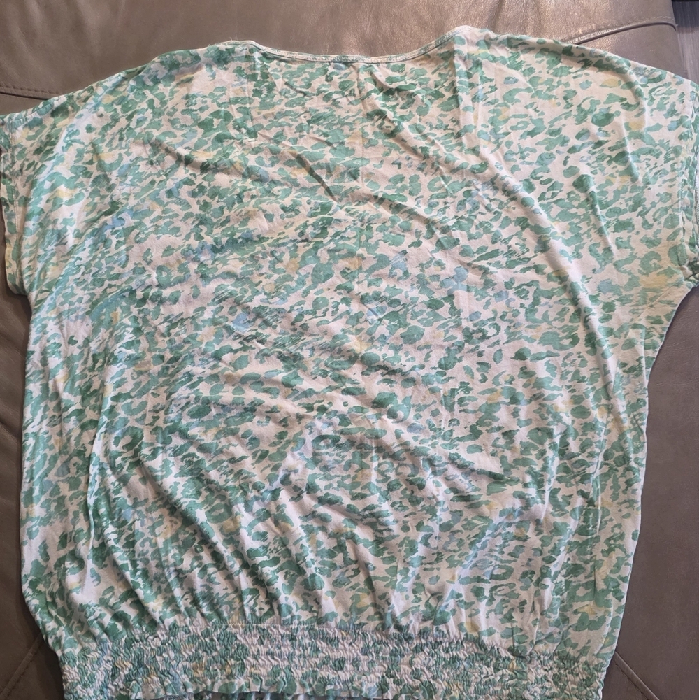 Calvin Klein Mint Green Leopard Print Loose Fitting elastic /smocked Waist. - Picture 6 of 7